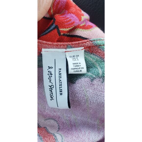 & Other Stories Red Floral Midi Wrap Dress Size US 4 - Picture 8 of 8